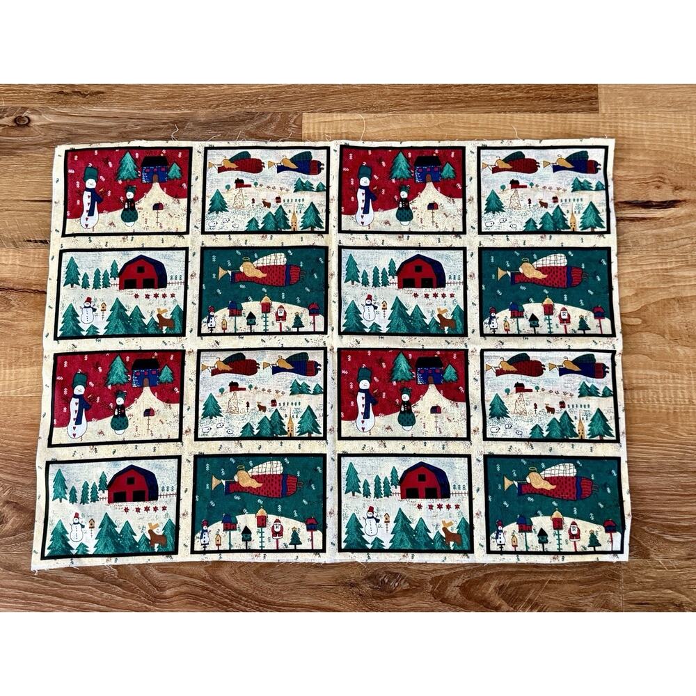 Holiday Blocks Cotton Christmas Patchwork Look Country Fabric - 45” x 16 Yards